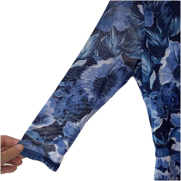 Enfocus Floral Y2K Faux Wrap Fairy Dress SZ 4P Semi Sheer Asymmetrical Hem - Picture 4 of 12